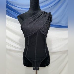 One shoulder sparkly bodysuit